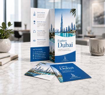 Professional brochure printing for company marketing and business promotions in Dubai