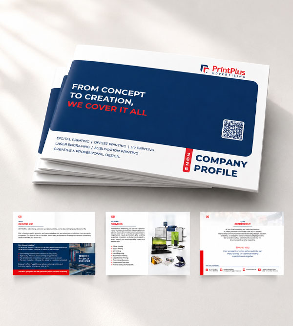 Professional company profile booklet design and printing in Dubai