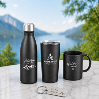 Custom laser engraving on bottles tumblers mugs and personalized corporate gifts in Dubai