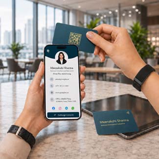 NFC smart business card with QR code and digital contact sharing in Dubai