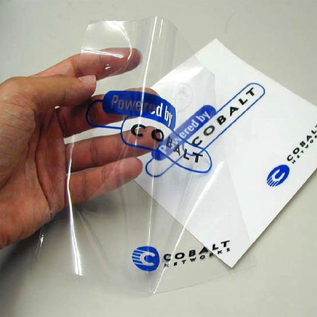 Transparent vinyl sticker printing in Dubai for custom logos and business branding