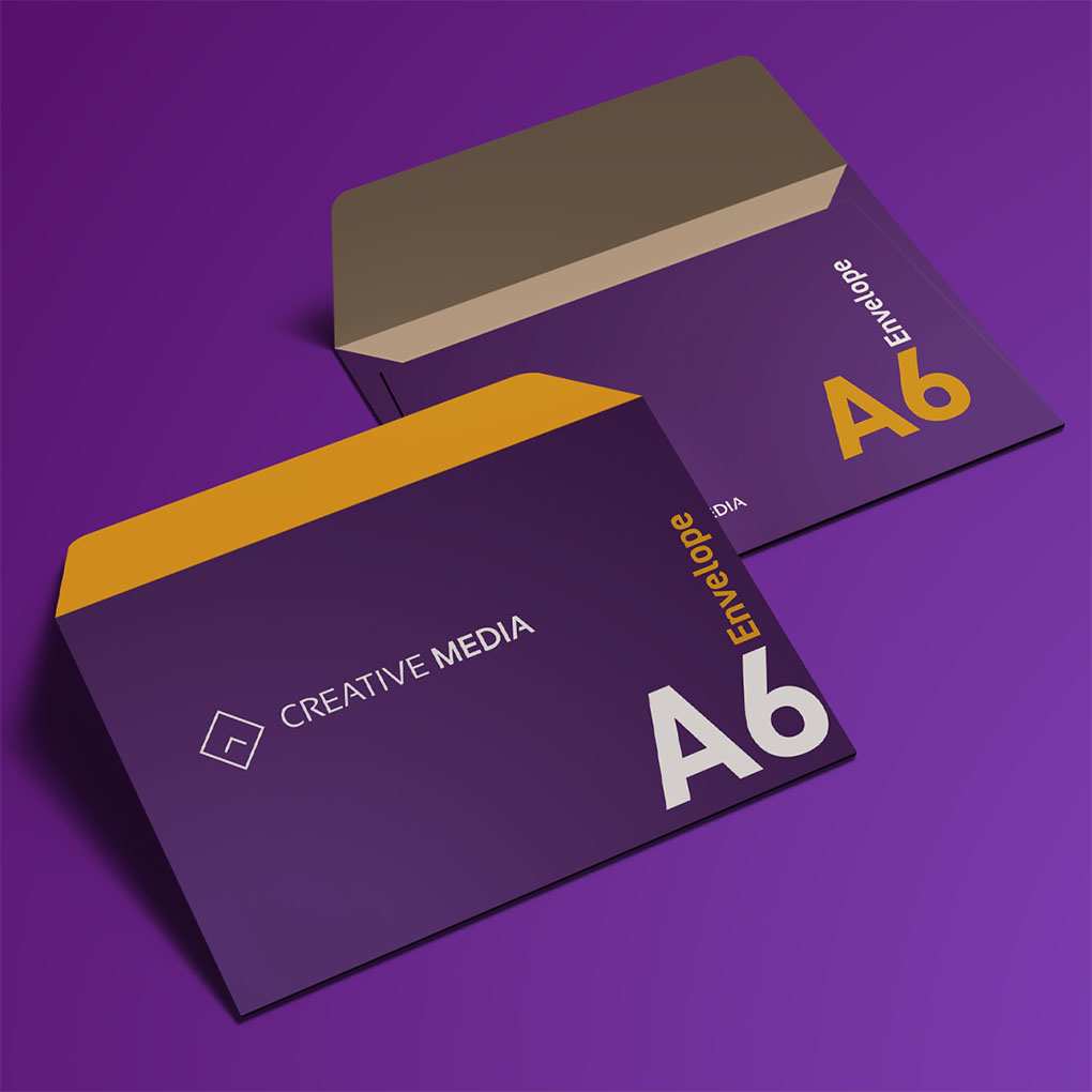 Custom A6 envelope printing in Dubai with full color branded design for invitations, business stationery and promotional use