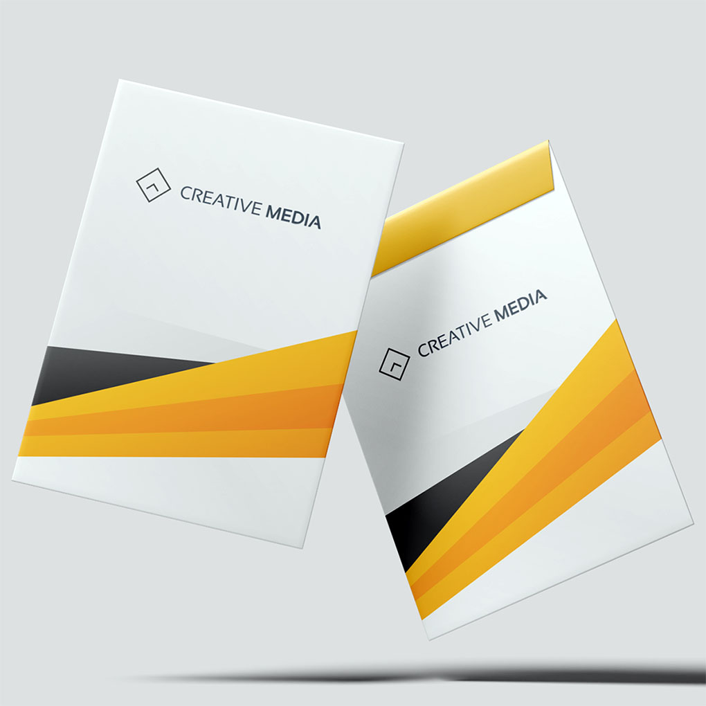 Branded business envelope printing in Dubai with custom logo and full color design for companies and corporate stationery