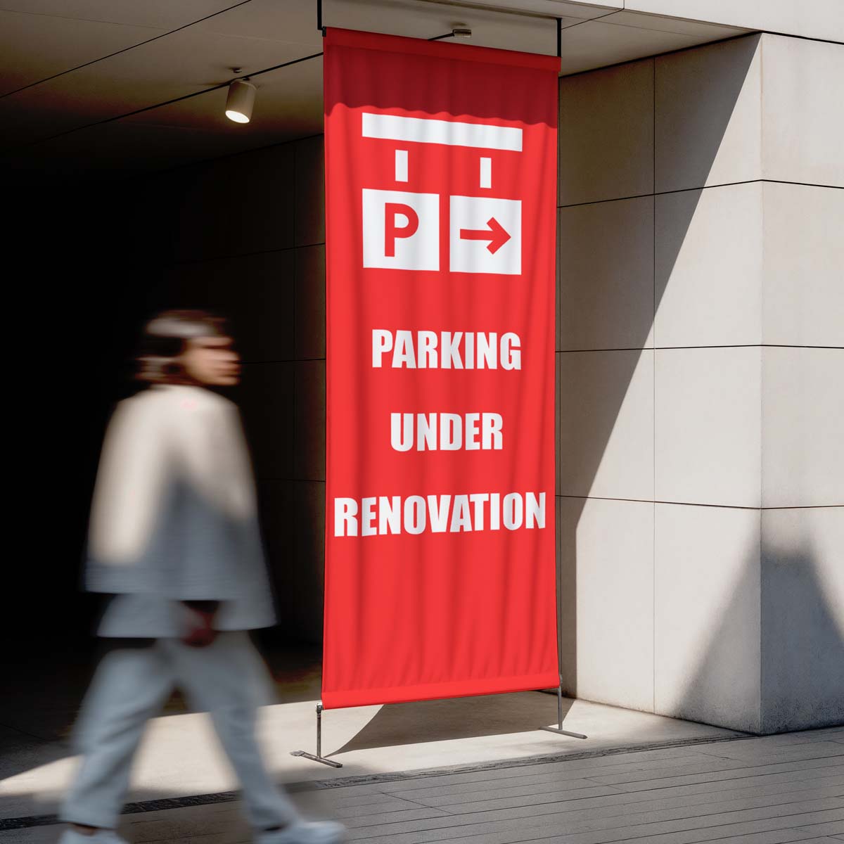 Vertical flex banner printing in Dubai for directional signs retail promotions and outdoor advertising