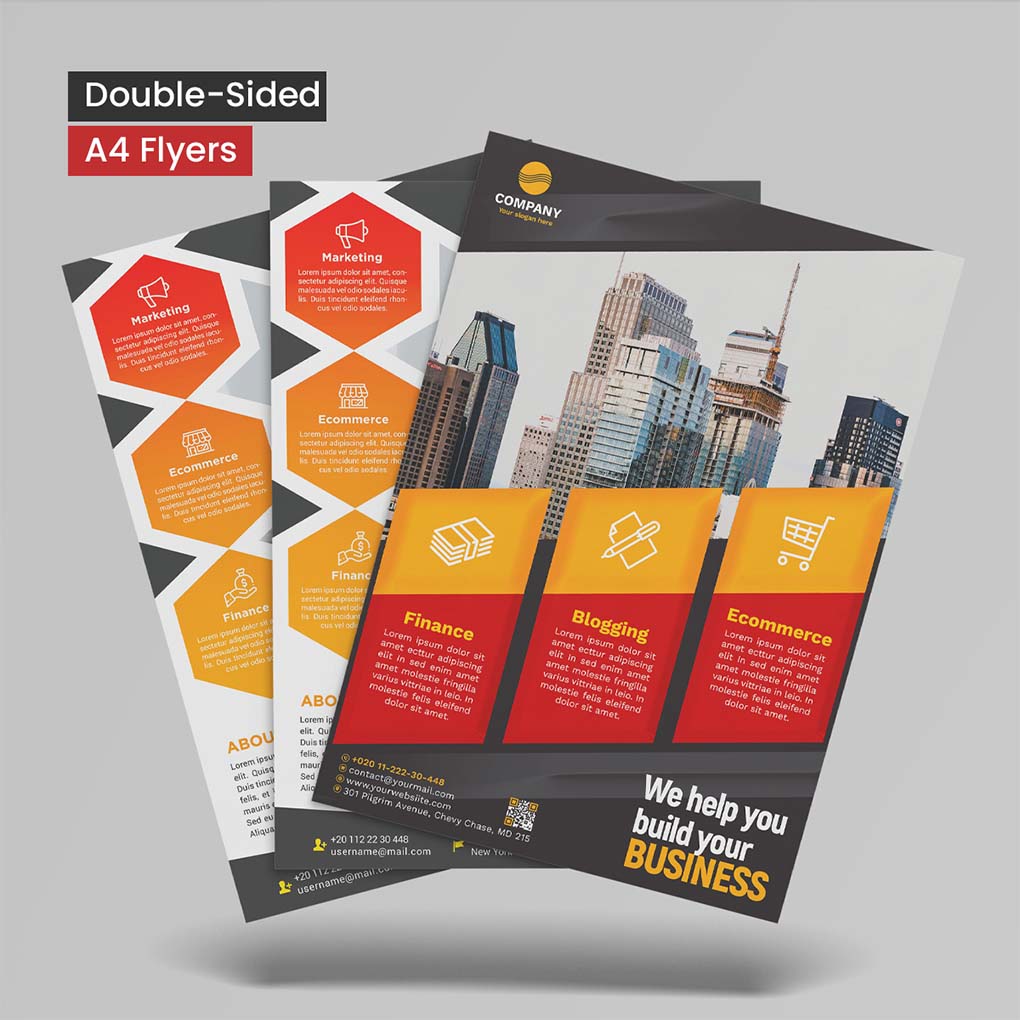 A4 double-sided flyer printing in Dubai for business marketing and promotional campaigns