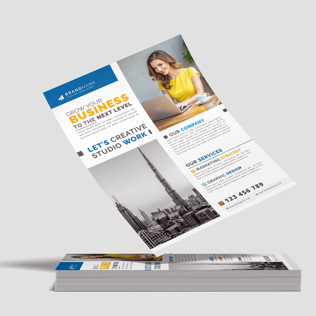 Business flyer printing in Dubai with professional full-color corporate marketing flyer design