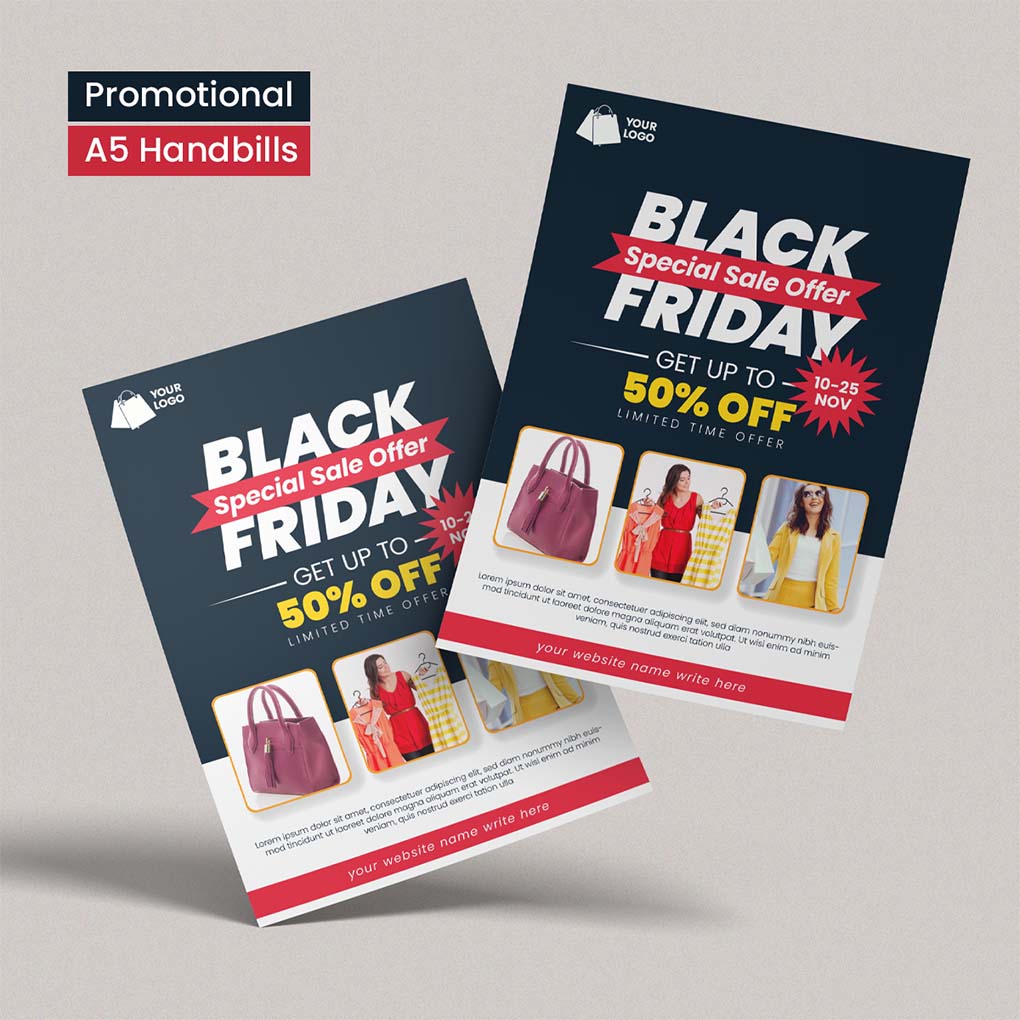 Promotional A5 handbill and flyer printing in Dubai for sales offers retail promotions and advertising