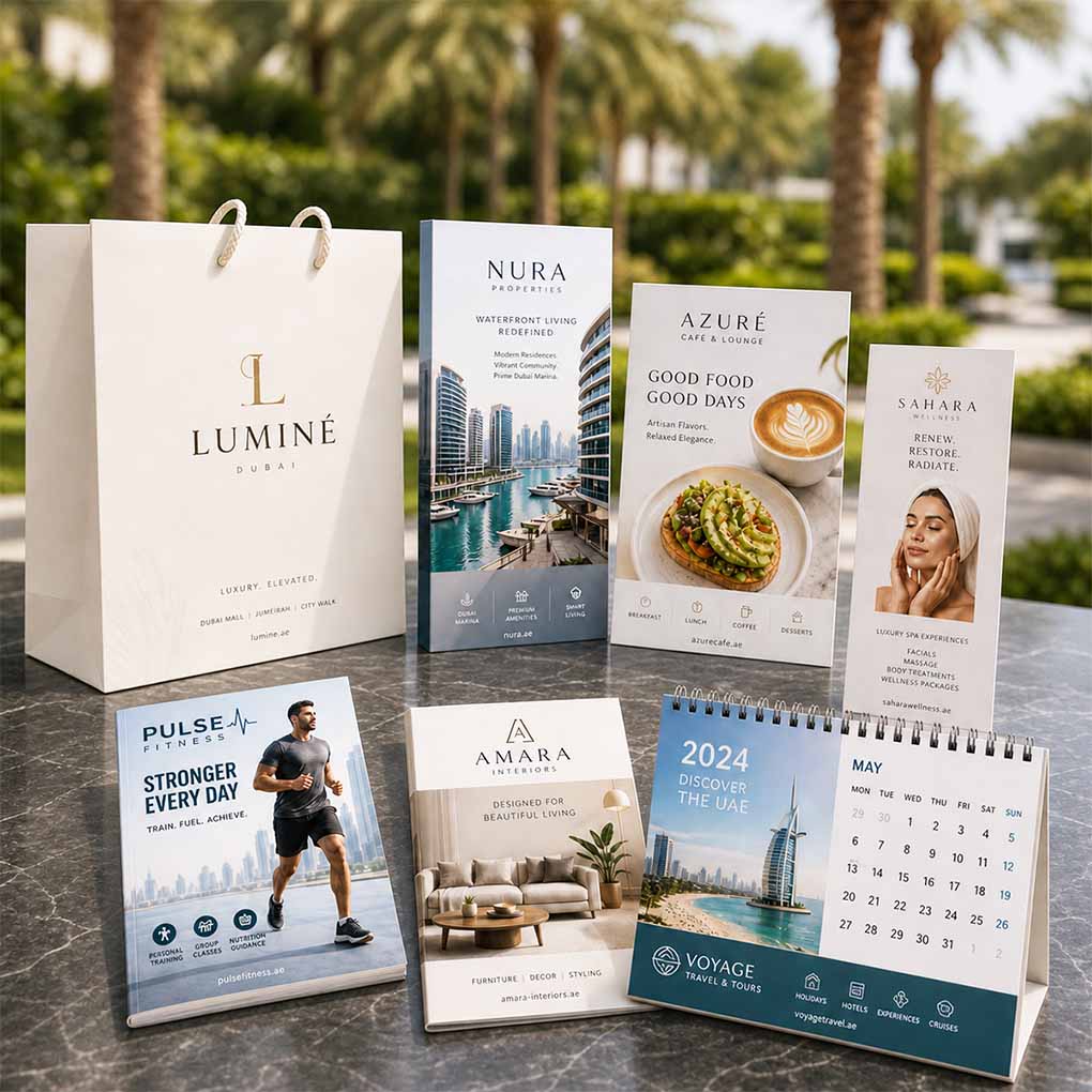 Offset printing services in Dubai for brochures, flyers, calendars, promotional materials and branded paper bags
