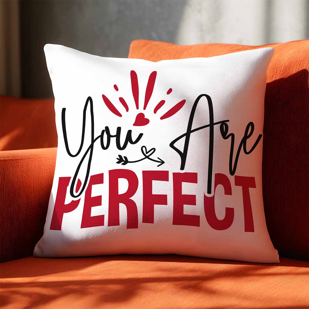Custom printed white pillow with personalized text design for gifts and home decor in Dubai UAE