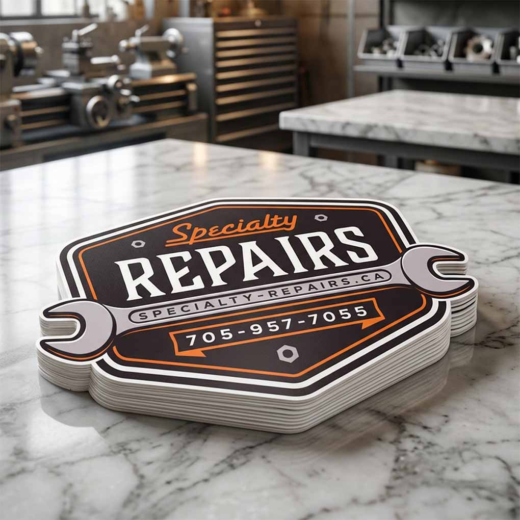 Custom die-cut vinyl logo stickers for business branding and packaging