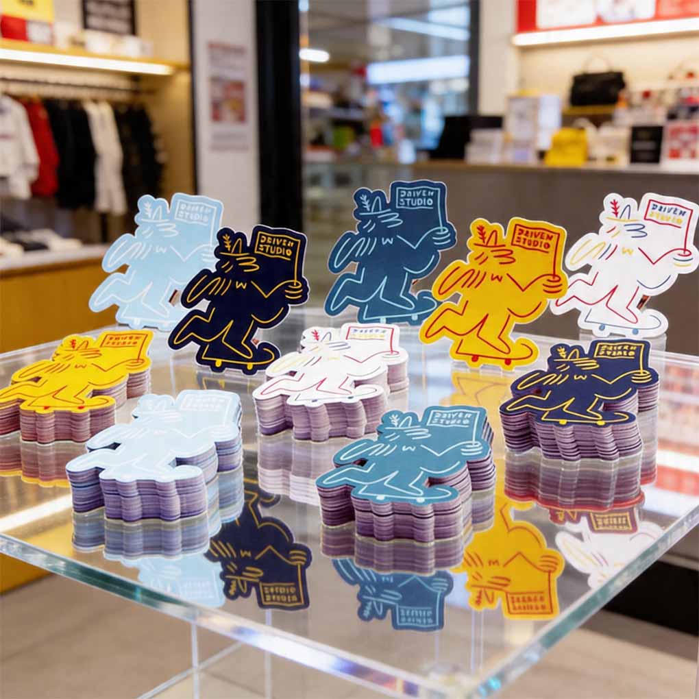 Custom die-cut vinyl stickers in multiple colors for brand promotion