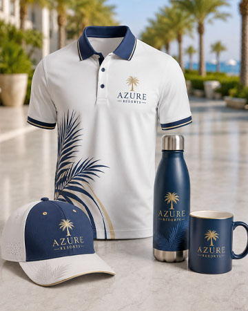 Custom sublimation printing on polo shirts caps bottles and mugs in Dubai